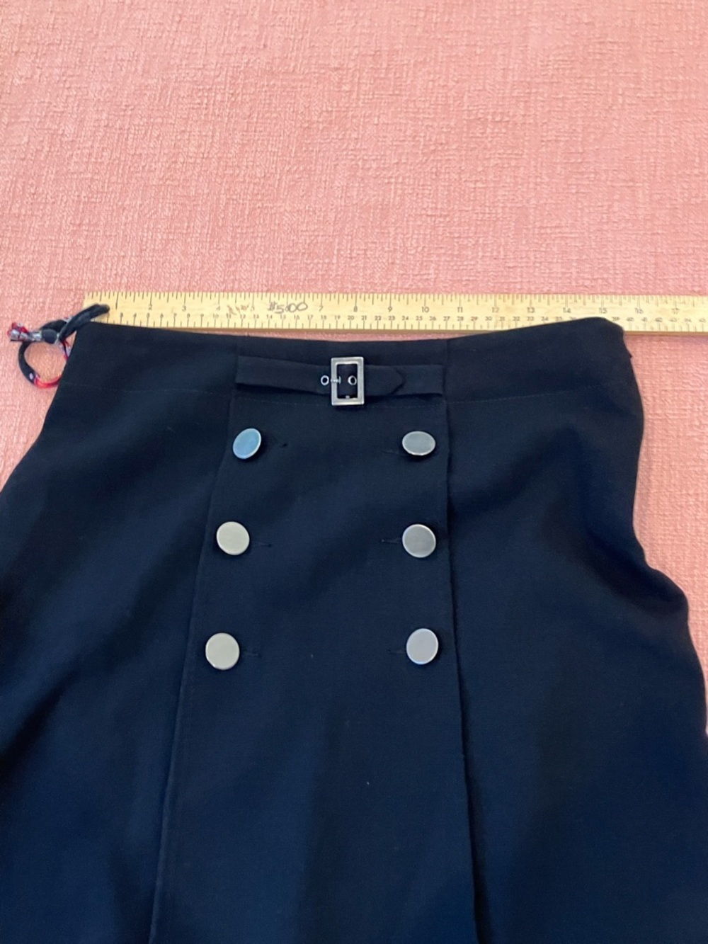 Mexx waist 31.5” Black-Button front A-Line Midi Skirt - Picture 8 of 12